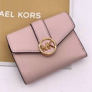 Michael Kors Carmen Medium Flap Bifold Wallet Pink